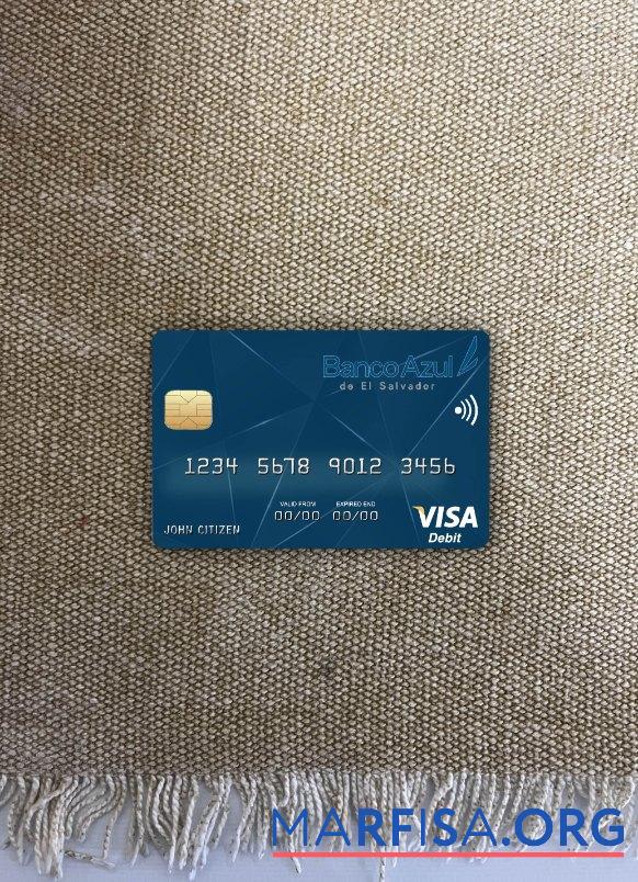 Realistic El Salvador Banco Azul de El Salvador visa debit card photolook front template